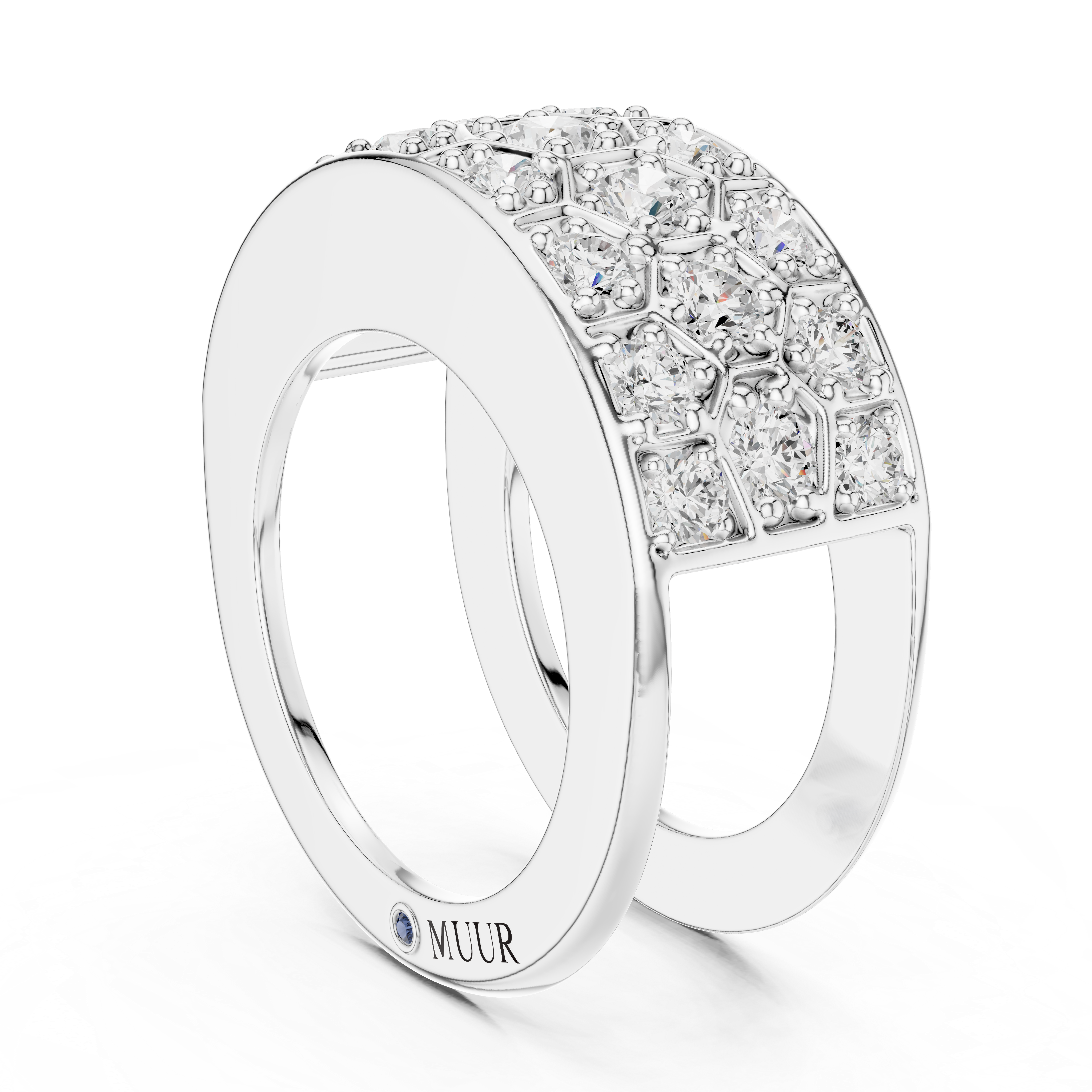 Muur Atelier Solid Gold - The Luminous Honeycomb - Solid 14K Gold & Brilliant Lab-Grown Diamonds. Crafted for Oura Ring