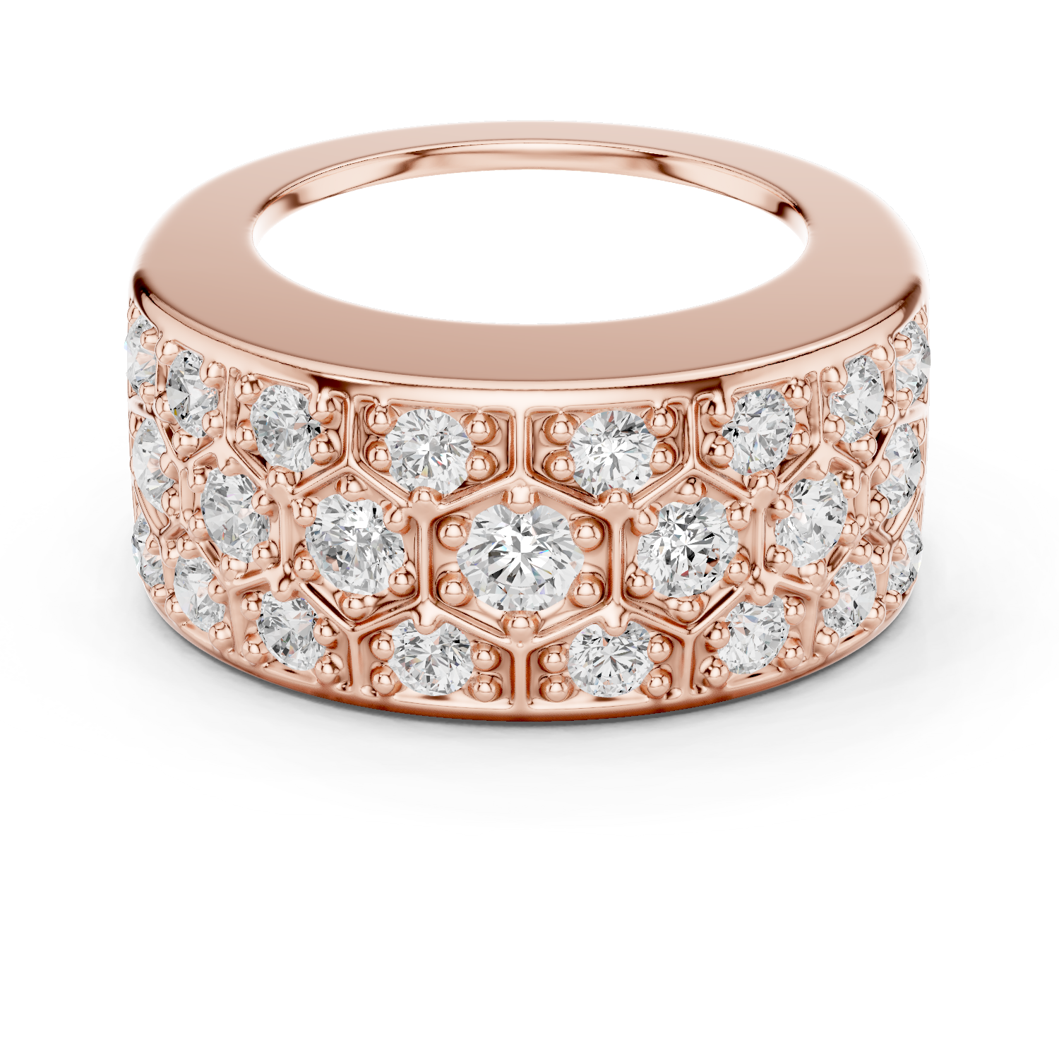 Muur Atelier Solid Gold - The Luminous Honeycomb - Solid 14K Gold & Brilliant Lab-Grown Diamonds. Crafted for Oura Ring