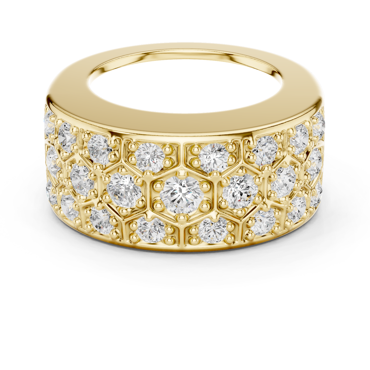 Muur Atelier Solid Gold - The Luminous Honeycomb - Solid 14K Gold & Brilliant Lab-Grown Diamonds. Crafted for Oura Ring