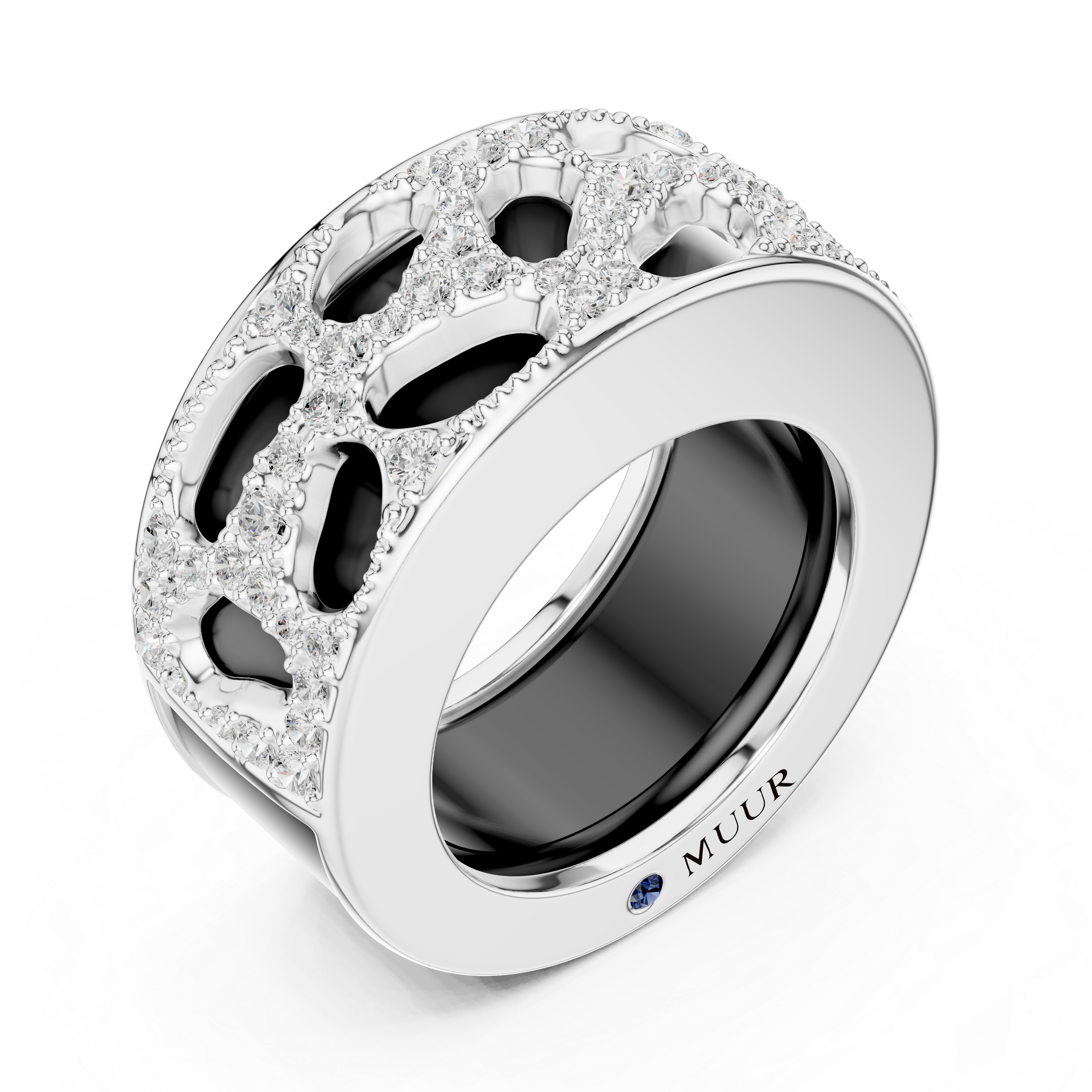 Muur Atelier Solid Gold  The Ethereal Lace Enhancer - 14K Solid White Gold & Brilliant Lab-Grown Diamonds. Crafted for Oura Ring
