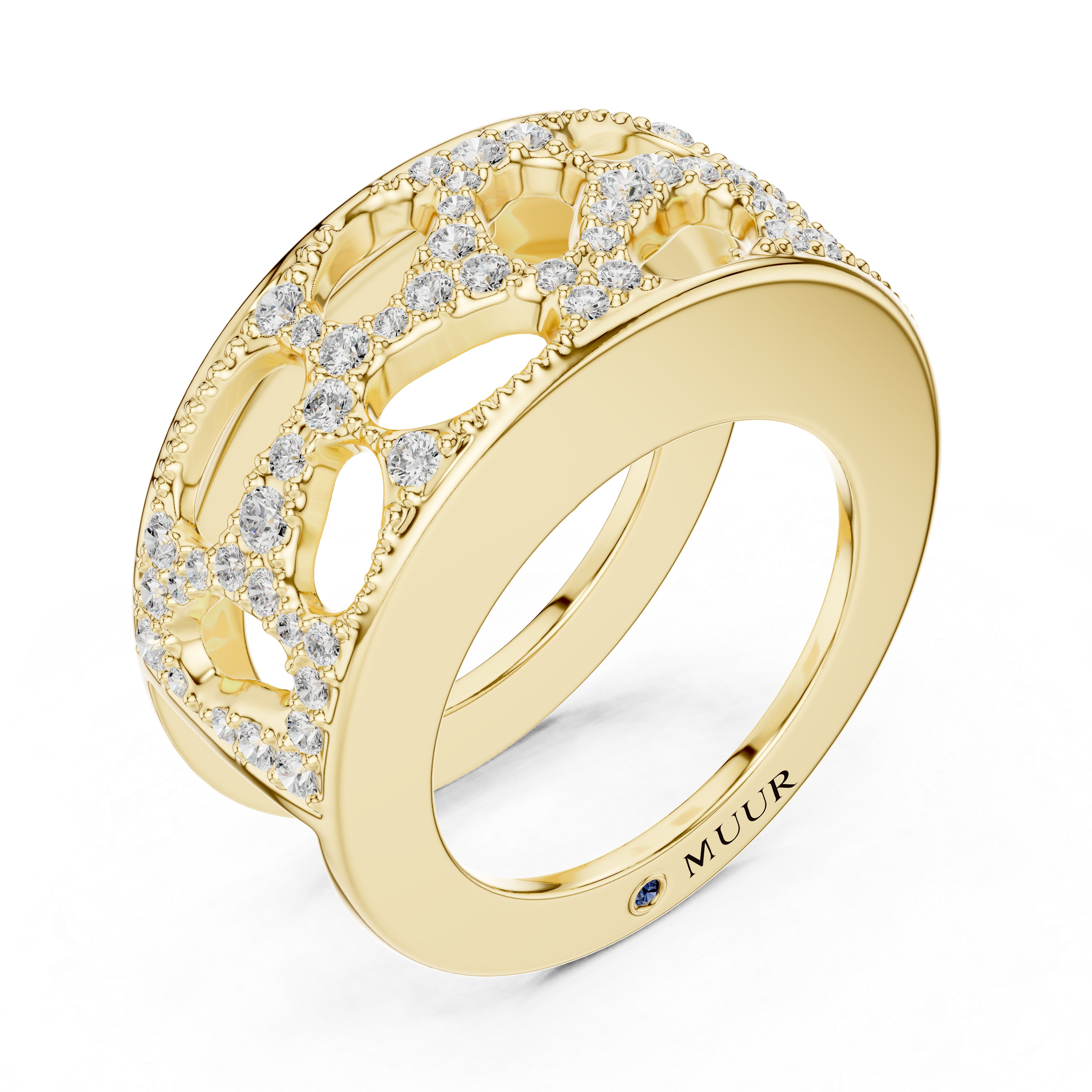 Muur Atelier Solid Gold - The Ethereal Lace Enhancer - 14K Solid White Gold & Brilliant Lab-Grown Diamonds. Crafted for Oura Ring
