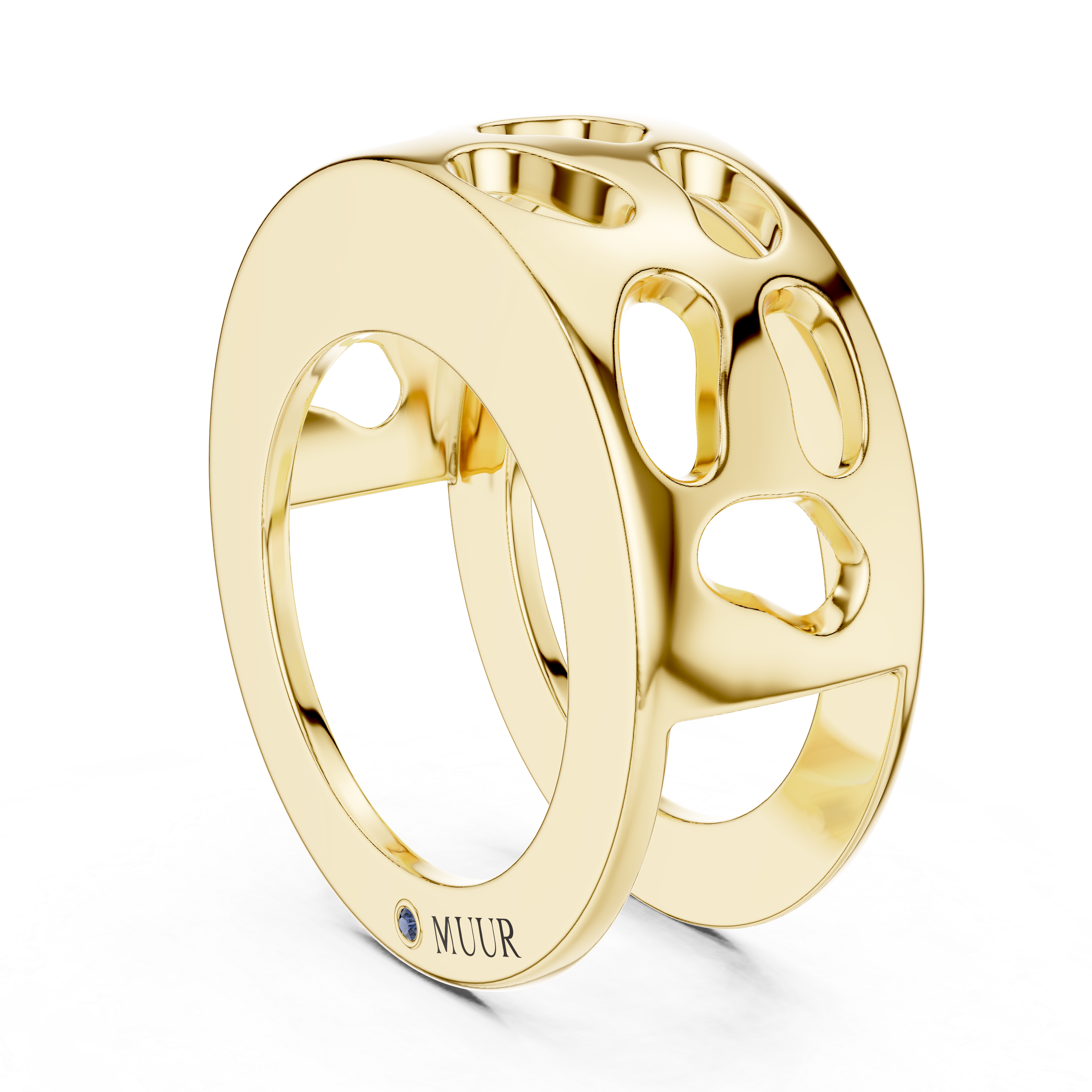 Muur Atelier Solid Gold - The Sculptural Openwork Statement - Heavyweight 925 Sterling Silver. Crafted for Oura Ring