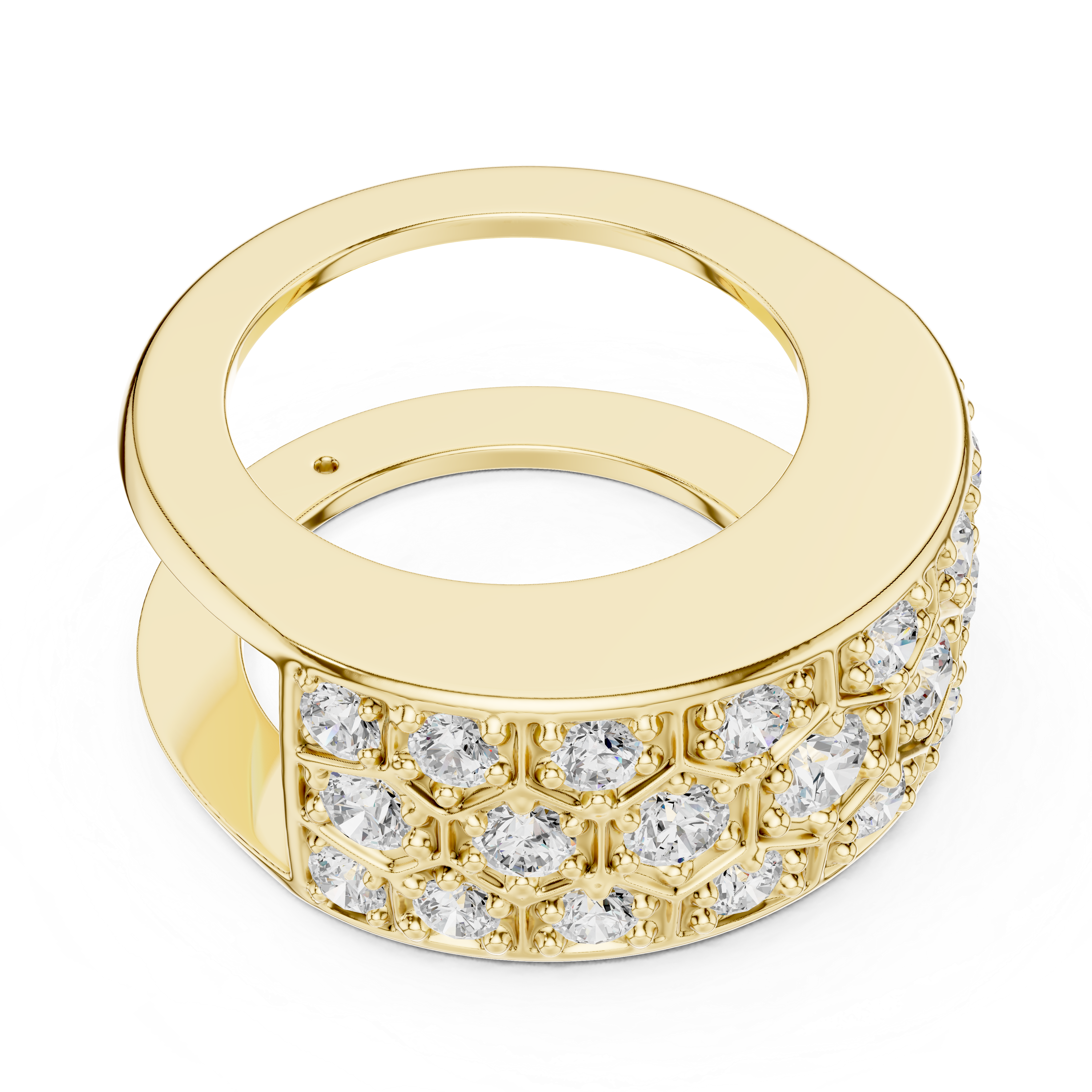 Muur Atelier Solid Gold - The Luminous Honeycomb - Solid 14K Gold & Brilliant Lab-Grown Diamonds. Crafted for Oura Ring