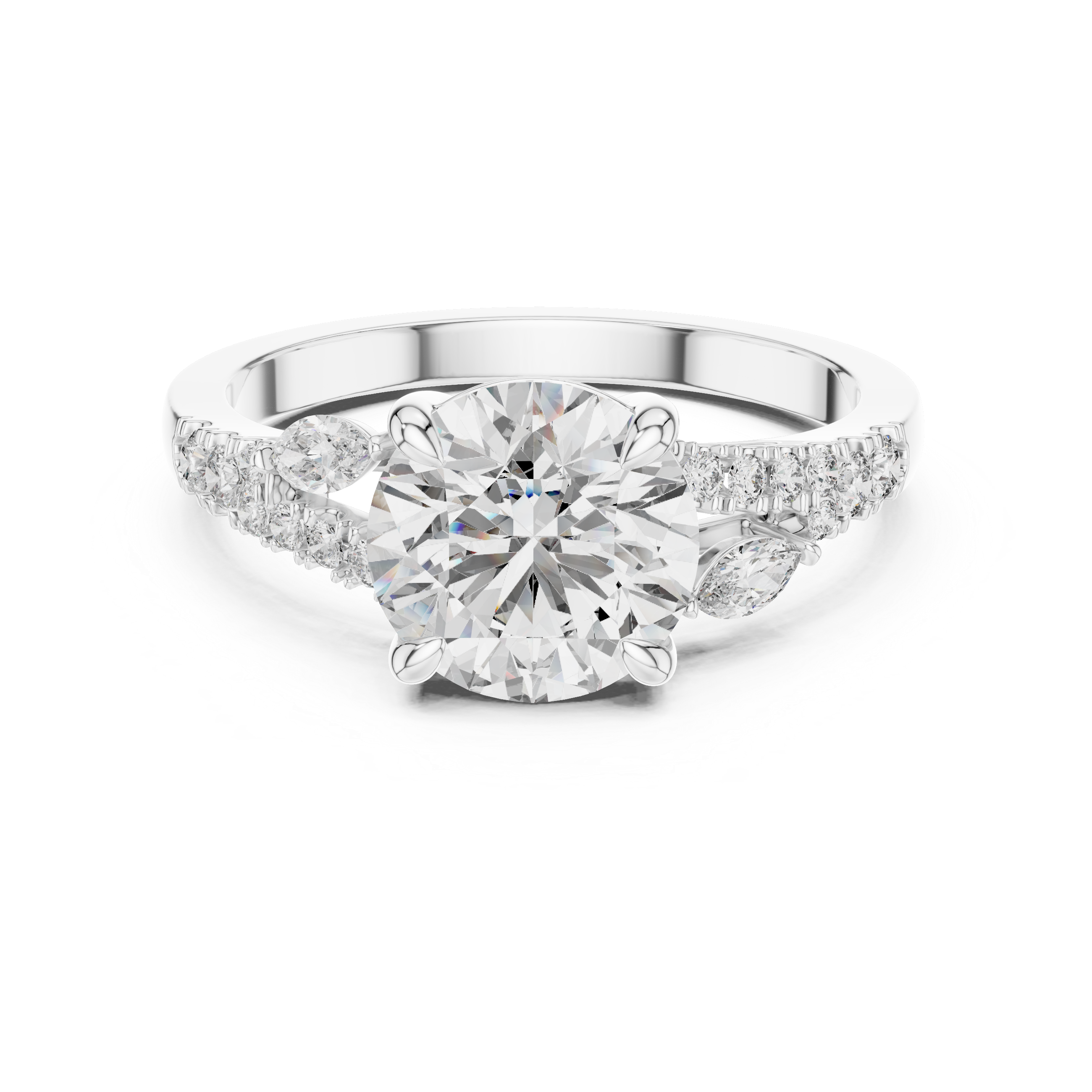Muur Atelier Solid Gold Round & Marquise Cut Floral Diamond Engagement Ring