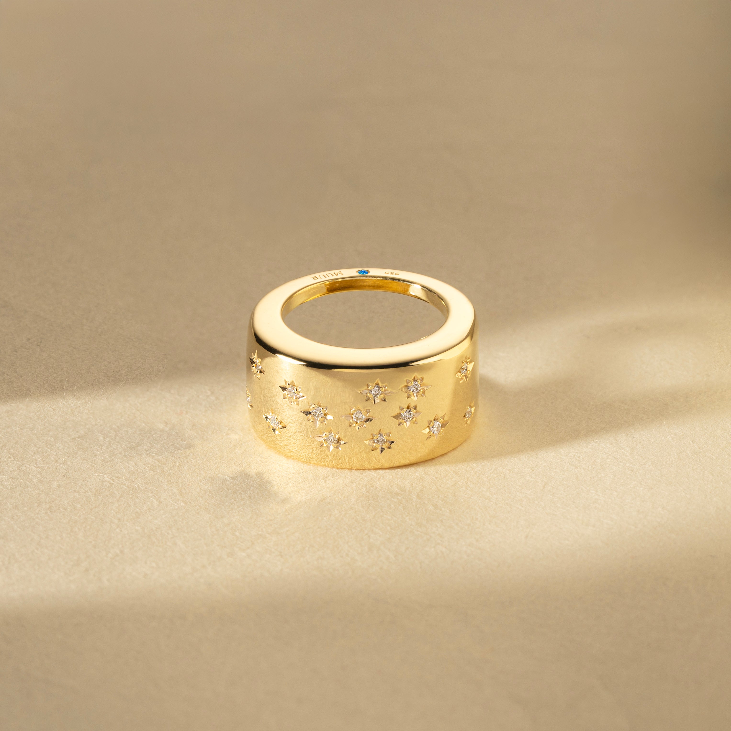 Muur Atelier Solid Gold - The Celestial Enhancer - 14K Solid Gold & Natural Diamonds, Crafted for Oura Ring