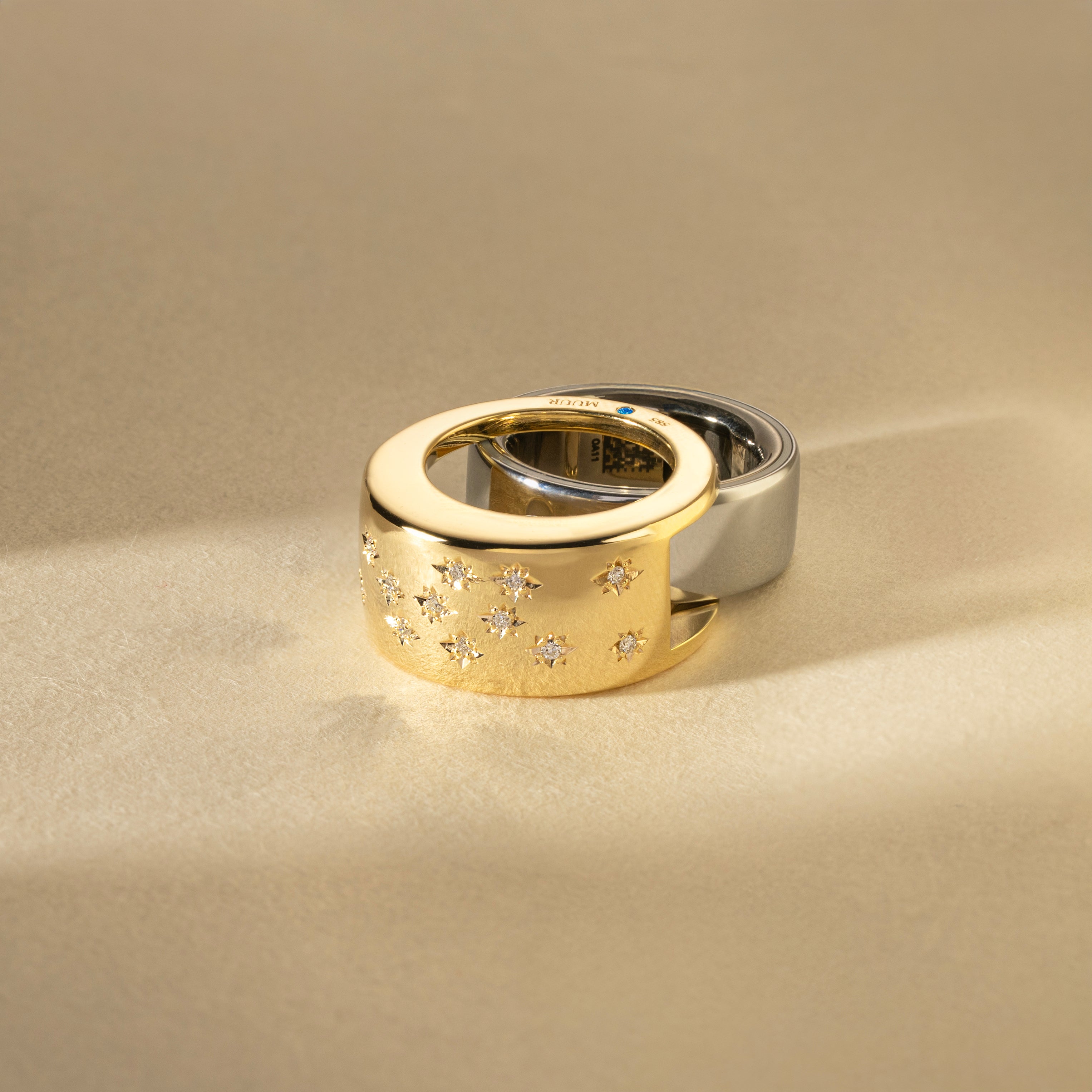 Muur Atelier Solid Gold - The Celestial Enhancer - 14K Solid Gold & Natural Diamonds, Crafted for Oura Ring