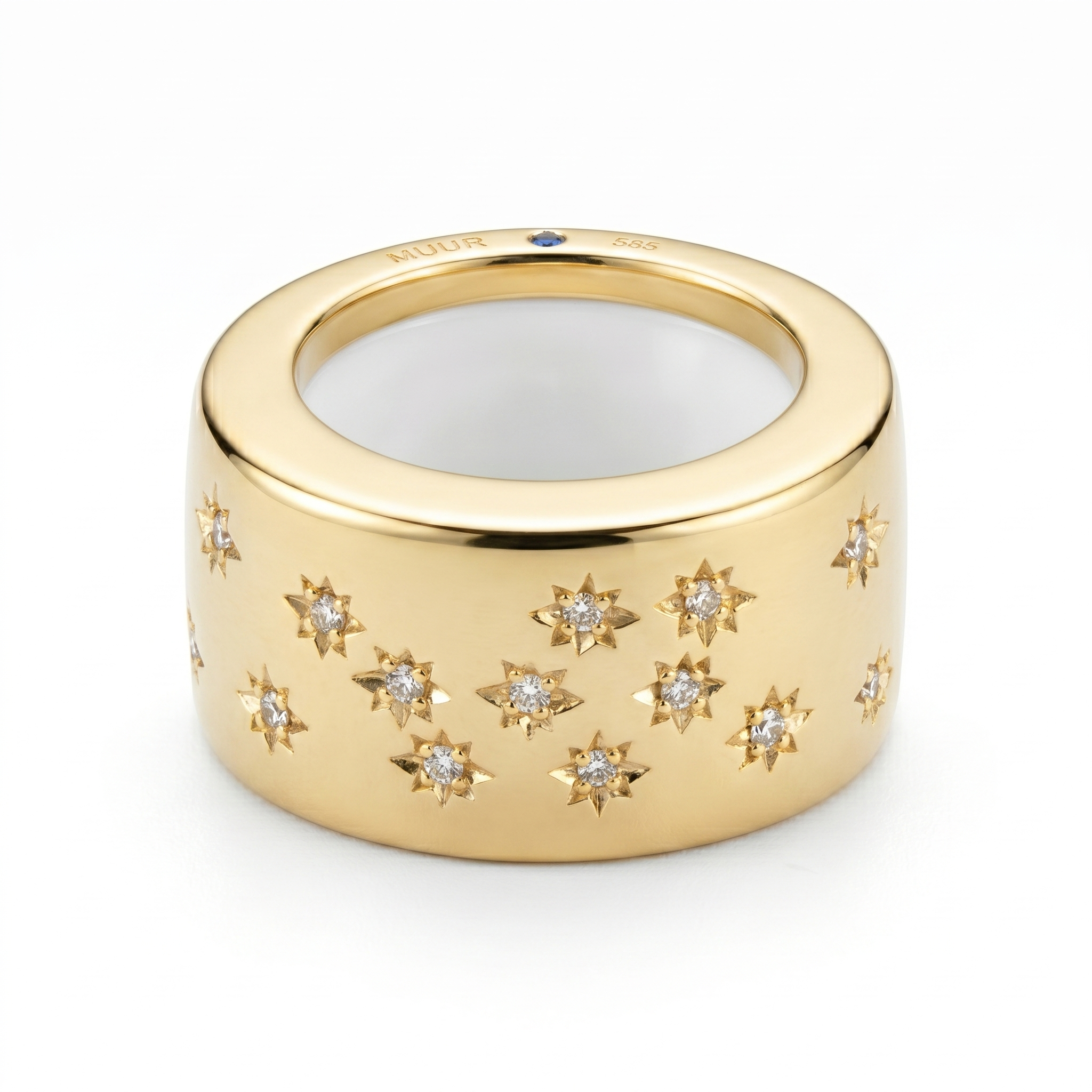 Muur Atelier Solid Gold - The Celestial Enhancer - 14K Solid Gold & Natural Diamonds, Crafted for Oura Ring